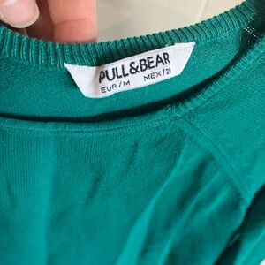Pull&Bear Teal Crewneck Knit Top